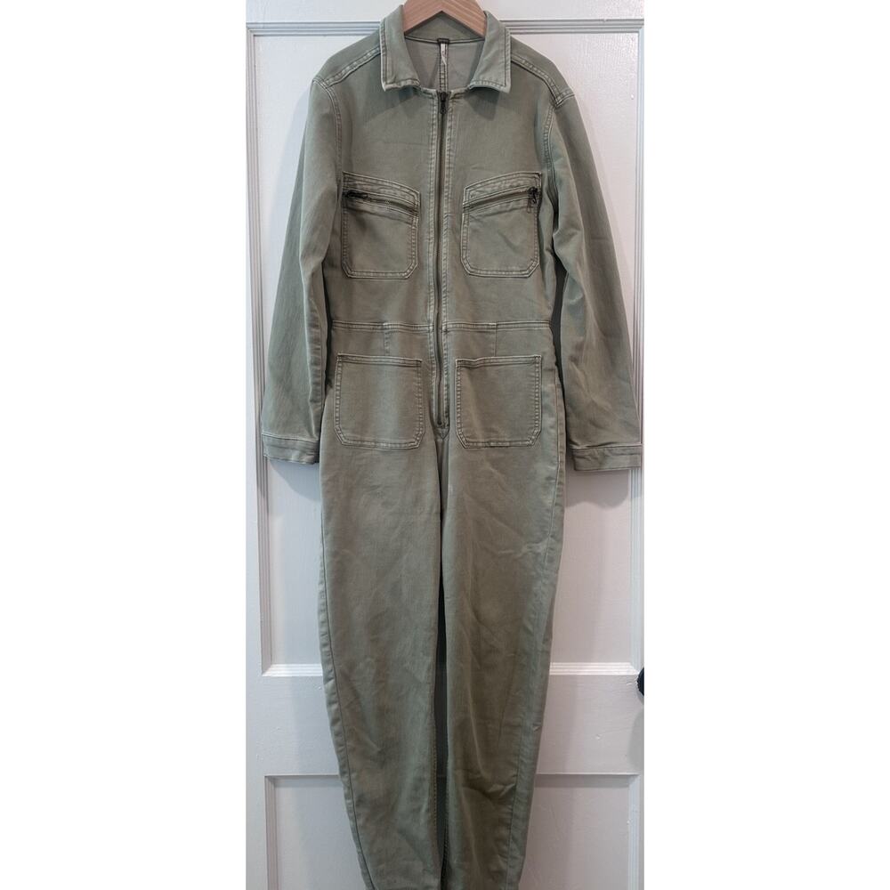 Free People Olive Utility Zip-Front Jumpsuit - Picture 5 of 16